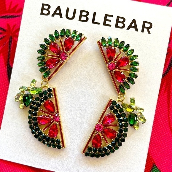 Brand New BaubleBar Watermelon Slide Drop Earrings Summer Fruit - Picture 5 of 9